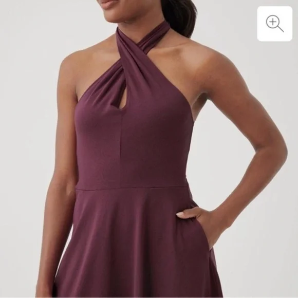 ‼️NWT: Pact Organic Fit & Flare Modern Halter Dress In Plum - XS - Picture 2 of 5